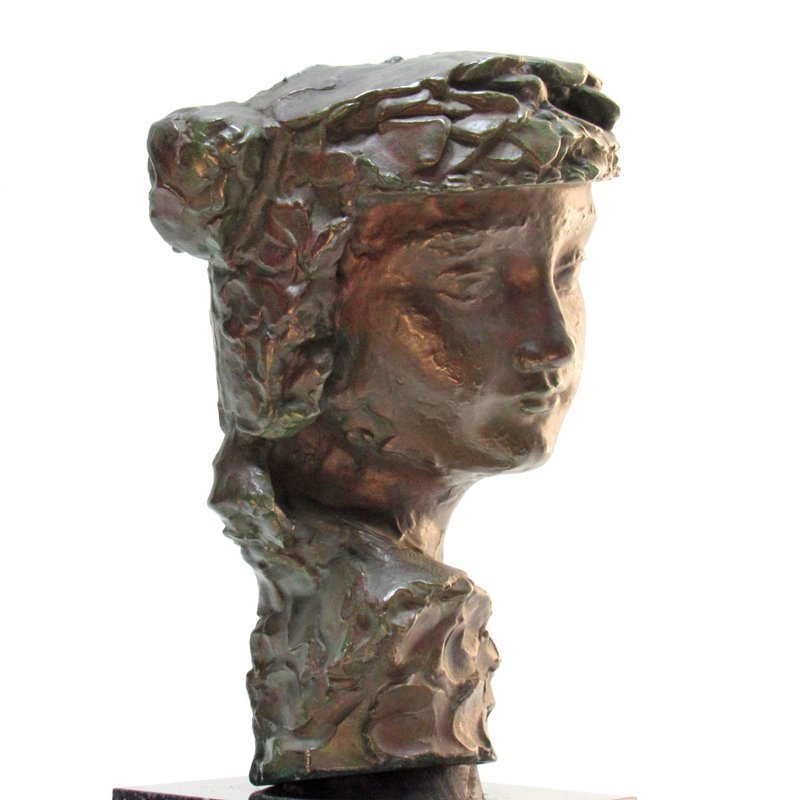 GINZA絵画館】後藤清一 ブロンズ彫刻像「少女の顔」1933年作・遺族