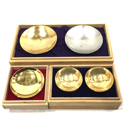 銀杯 造幣局製 箱あり 47g / 金杯 24KGP 74gセット 24K GP 金杯 セット 口径5.9cm 高さ2.8cm 他 銀杯 口径9.2cm 高さ3.2cm