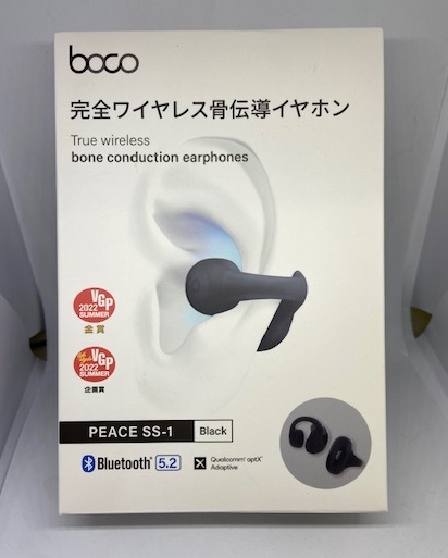 CH0881t boco PEACE SS-1 完全ワイヤレス骨伝導イヤホン Black PEACE