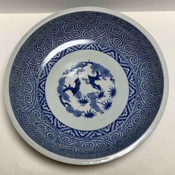 正規品，品質保証 大明成化年製 染付蛸唐草文 松竹梅 大鉢 大皿 37.5cm 古伊万里 伊万里(染付)｜売買されたオークション情報、yahooの商品情報をアーカイブ公開 - オークファン 伊万里、有田