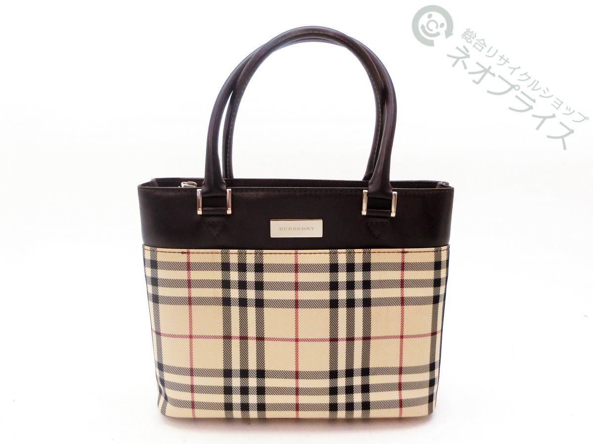 ◇Z3880 BURBERRY バーバリー ノバチェック ナイロンキャンバス レザー 