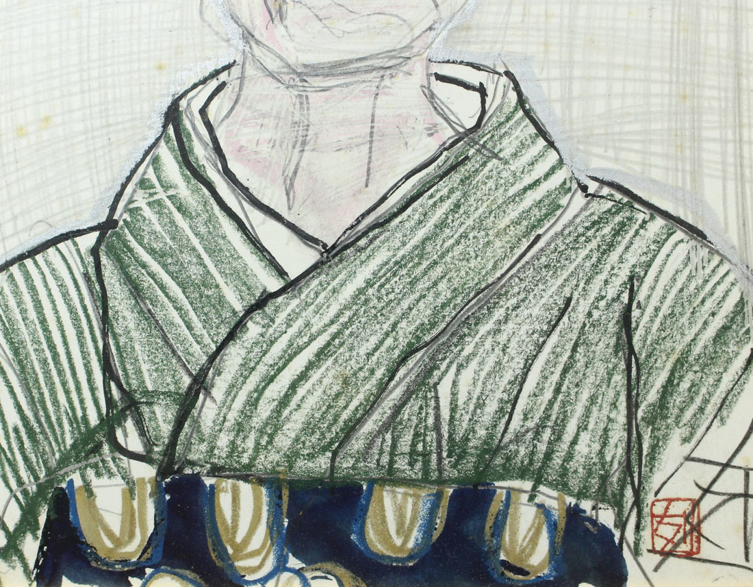須田剋太「祖母の像」画中サイン(人物、菩薩)｜売買されたオークション