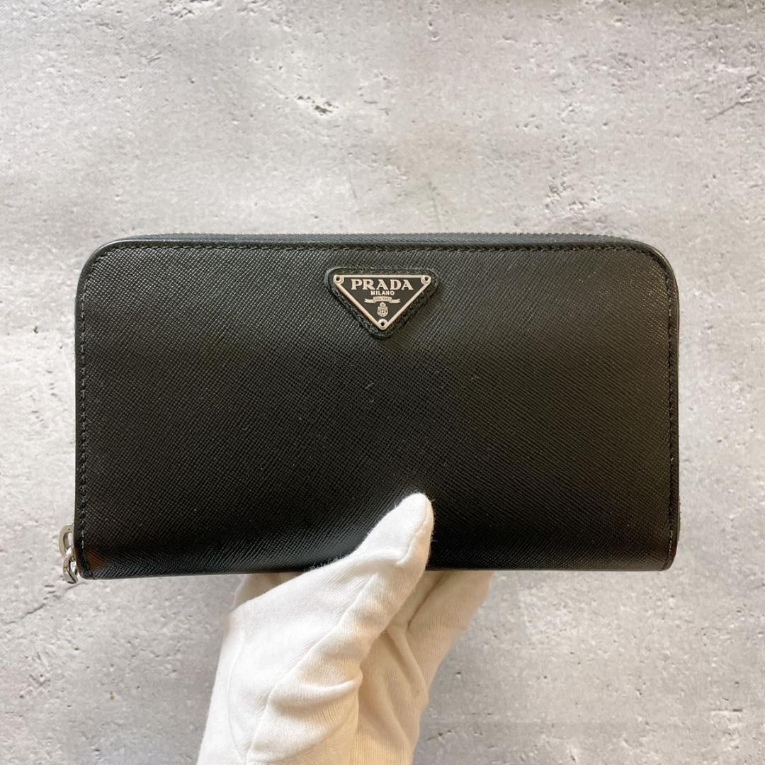 PRADA プラダ レザー 長財布 ラウンドファスナー レザー ラウンド