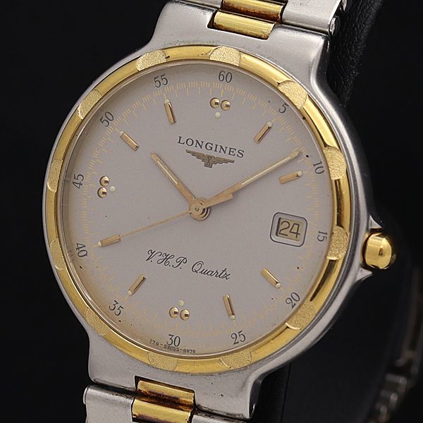 1円 懐中 時計 ロンジン QZ コンクエスト V.H.P. シルバー文字盤 デイト ラウンド メンズ腕時計 XYZ1182000IKE
