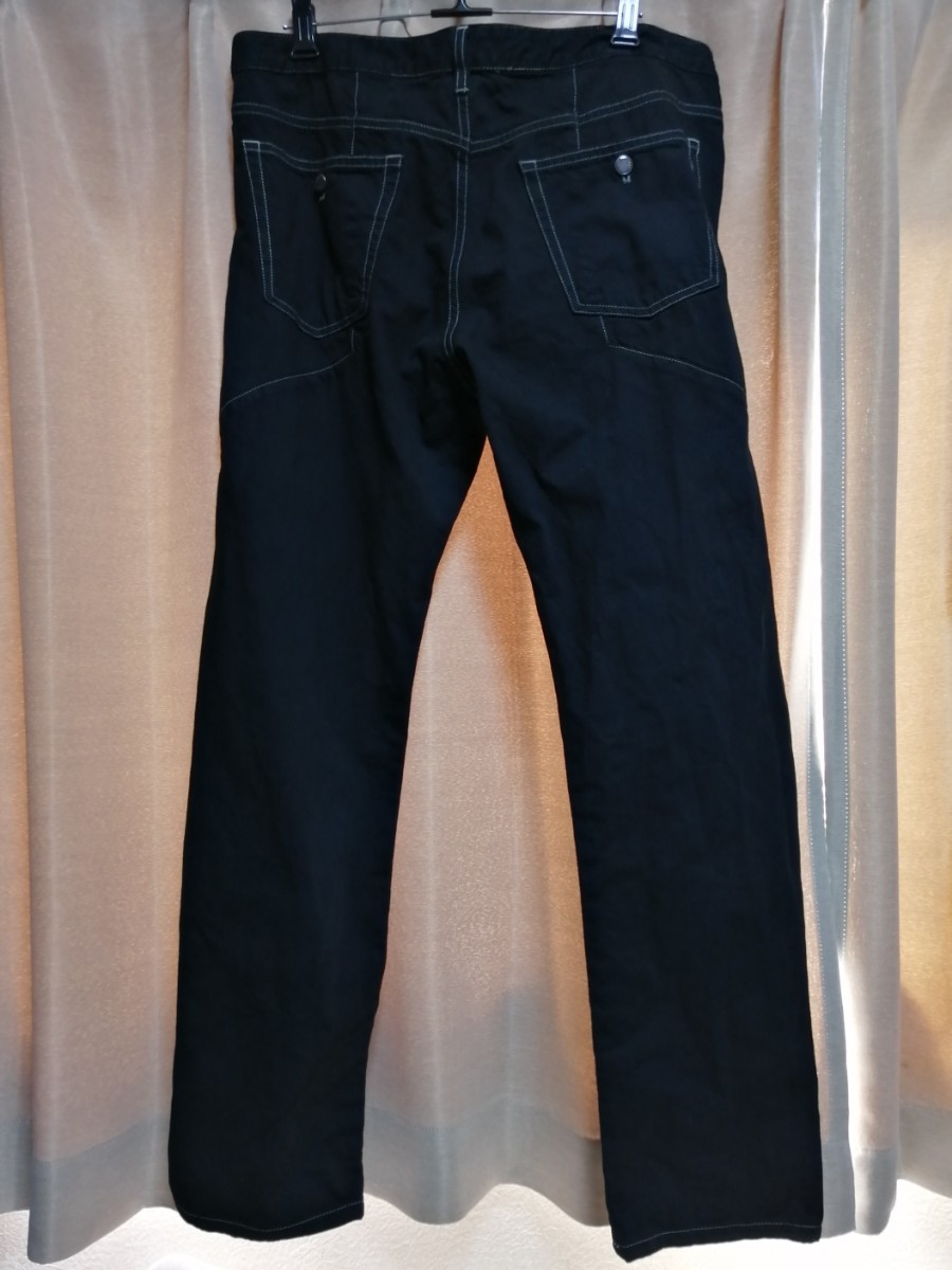 ウエスト84cmジャイアントルイヴィトンロゴ最高傑作一瞬でルイヴィトンと分かるブラックバイカラーステッチメタルボタンデニムパンツ 