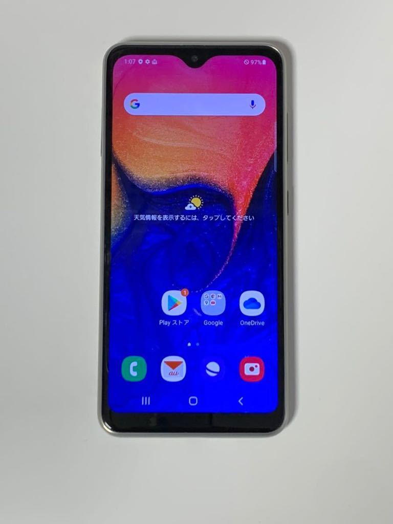 au Galaxy A20 SCV46 ホワイト スマホ 本体 利用制限○ 残債無し sim