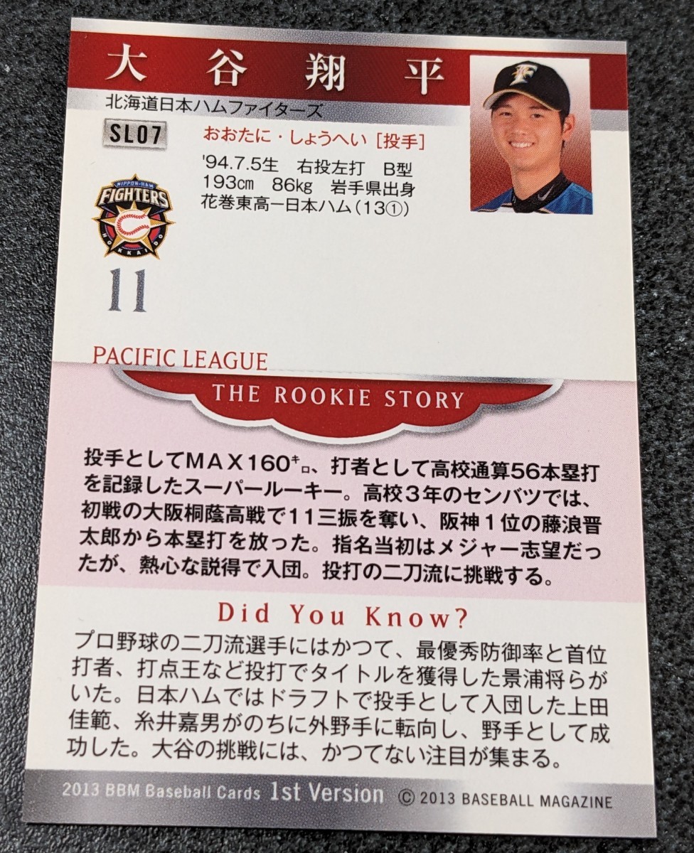大谷翔平 BBM2013 スタジアムイベントリミテッドエディション ルーキー