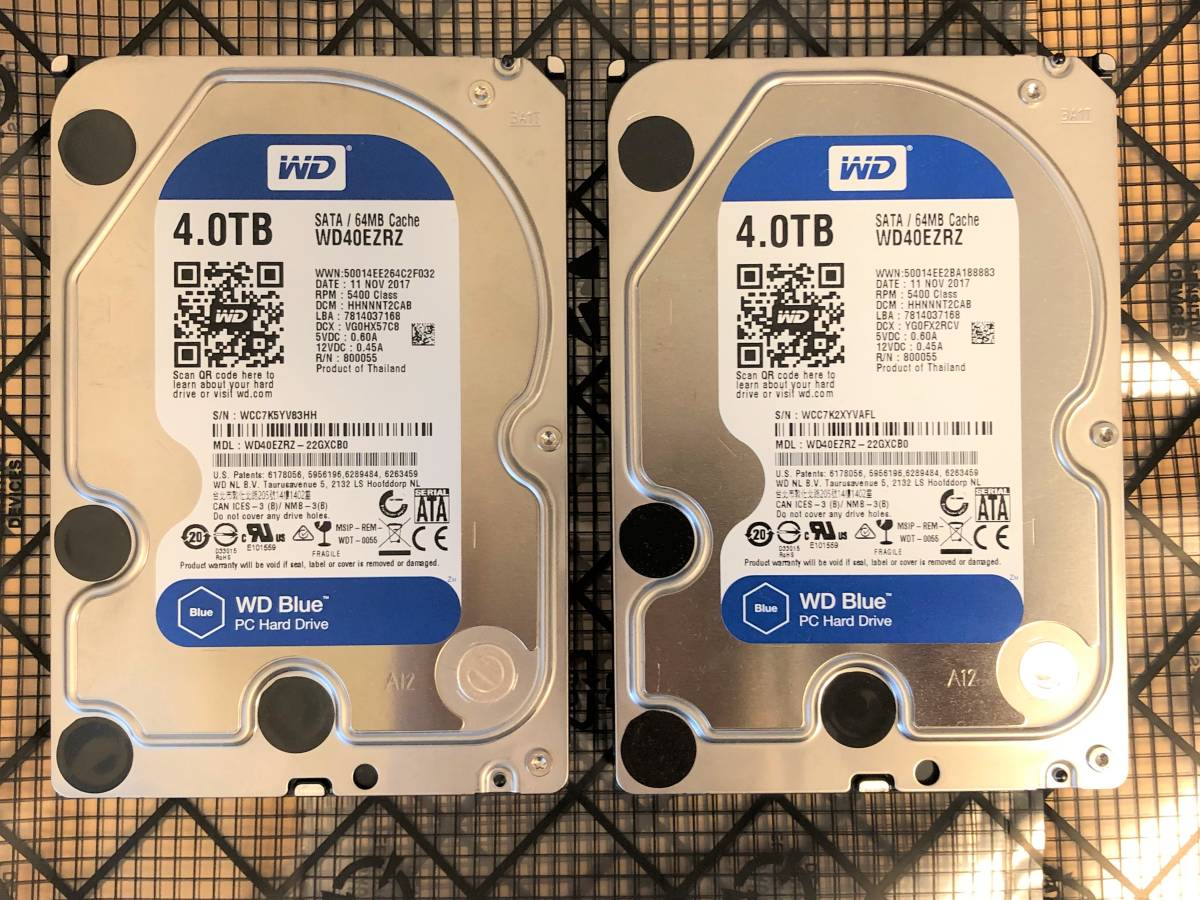 Digital Western 4TB 3.5-in 使用時間0h WD40EZRZ-00GXCB0 【中古】【2