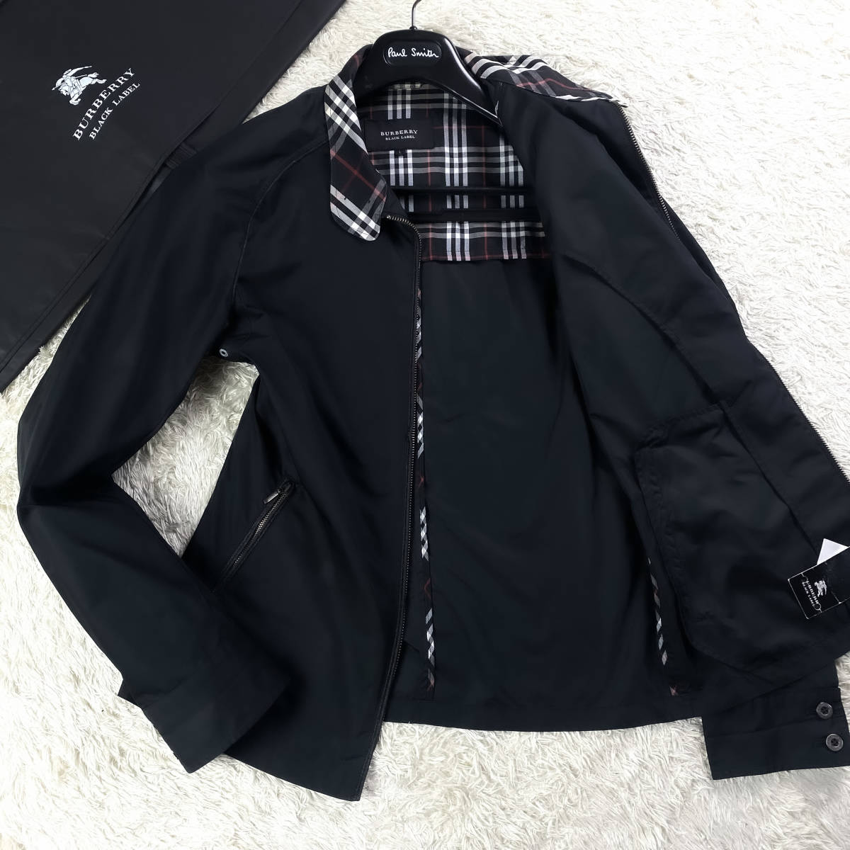 絶版美品!XL.LL～L!バーバリーブラックレーベルマウンテンジャケット銀釦ライダースミリタリー 黒ノバチェック柄ブラレBURBERRY BLACKLABEL