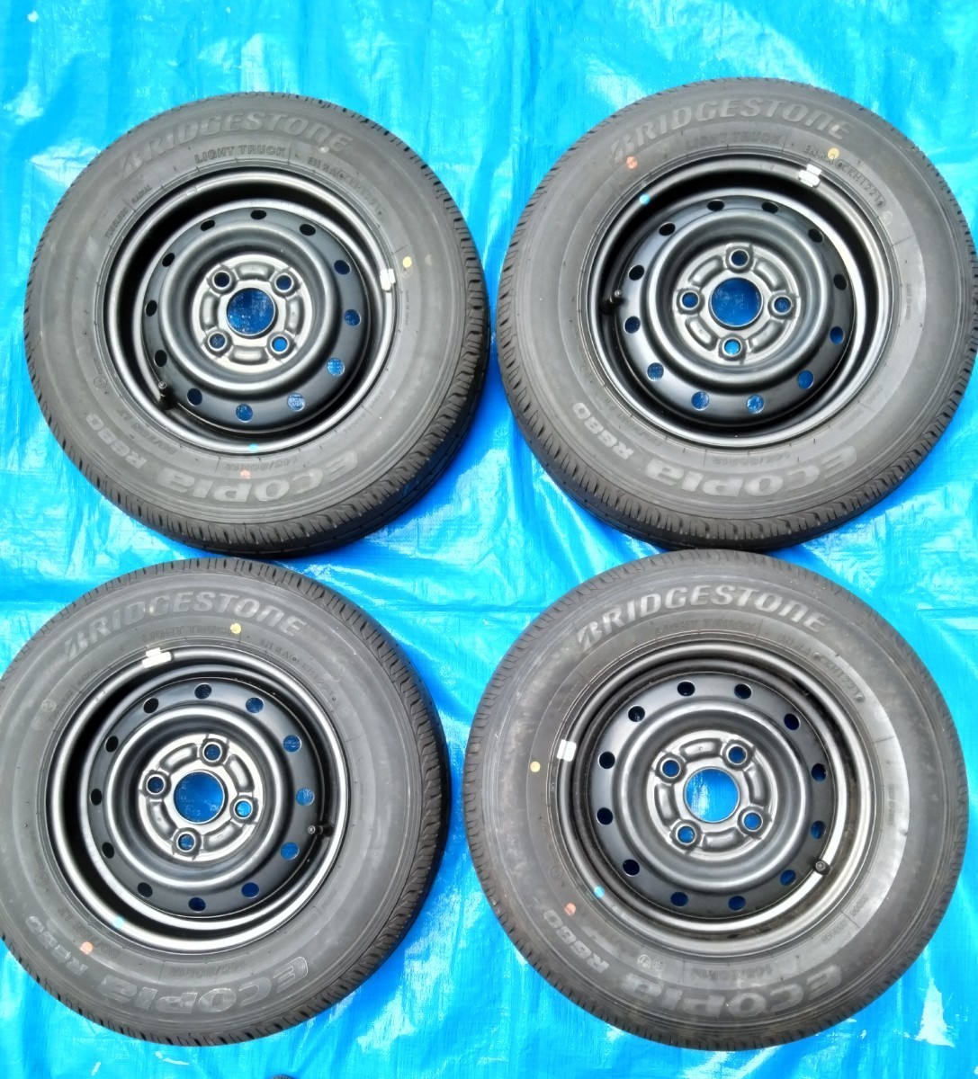 ★新車外し４本★スズキ エブリィ 純正４−１００★ブリヂストン エコピア　145/80R12 80/78 6PR