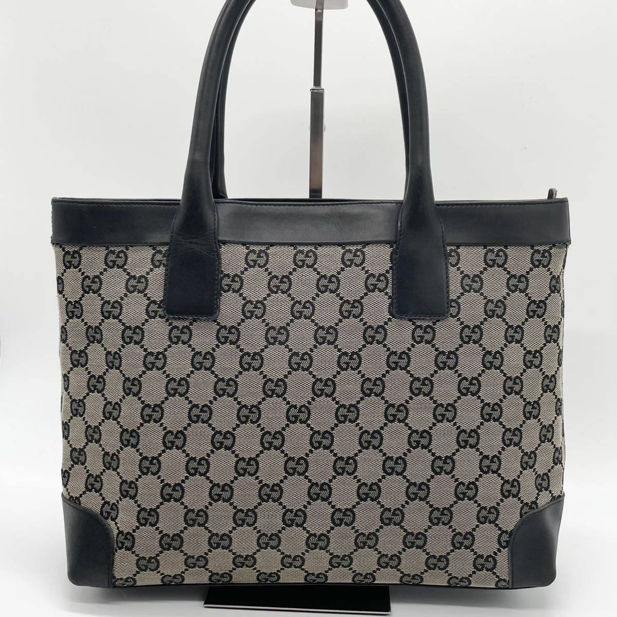 1円 グッチGG柄トートバッグ ブラック 1円『上美品』グッチ GUCCI 