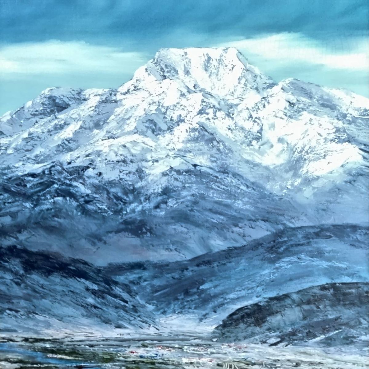 I616-SB1-83△ 絵画 油絵 小川久雄 妙高山望む 風景画 額縁サイズ(約