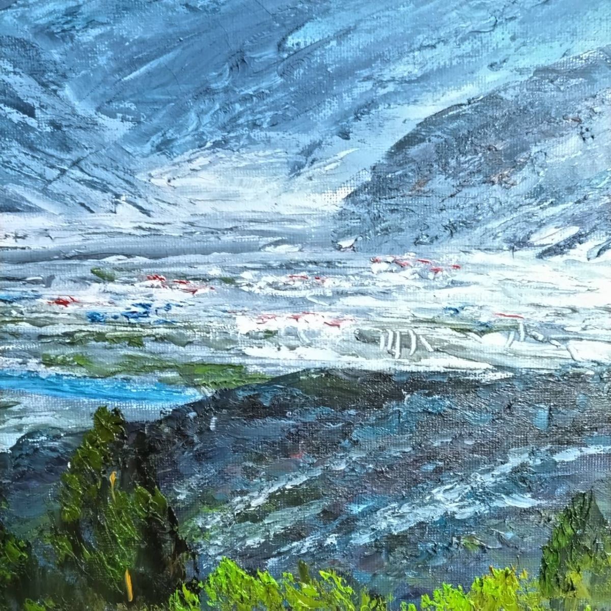 妙高山を望む』 油絵・油彩画 油絵 F10(10号 小川久雄「白馬連峰眺望」