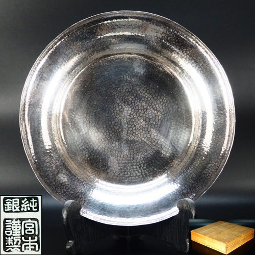 治】宮本謹製 純銀製 青海盆☆元箱付 銀重268g 菓子皿