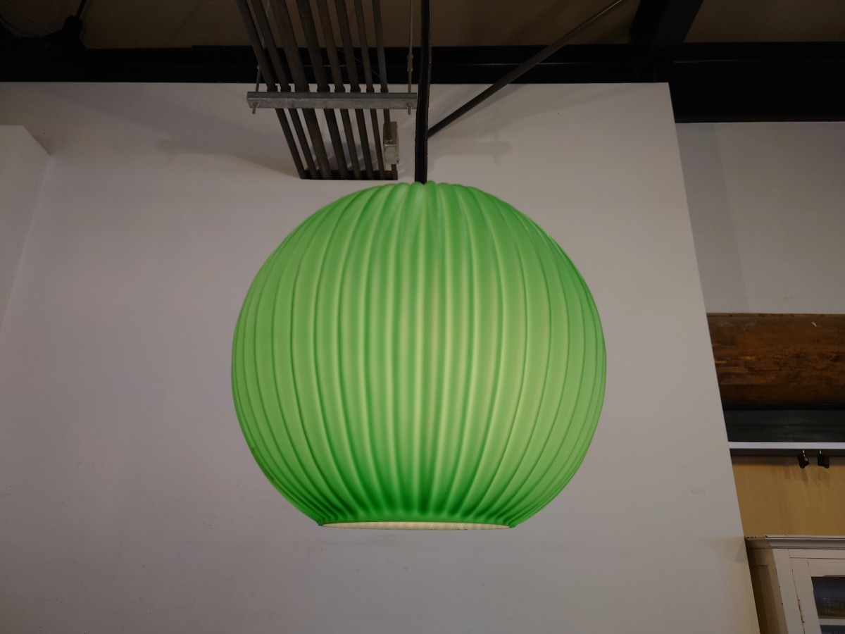 ビンテージ グリーン 丸ガラスシェード ペンダントライト PL-301/モダン 昭和レトロ ミッドセンチュリー 北欧スタイル カフェ 店舗什器