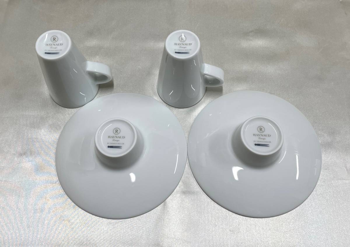 RAYNAUD Limoges CHECKS エスプレッソ カップ＆ソーサー2客セット 大皿 