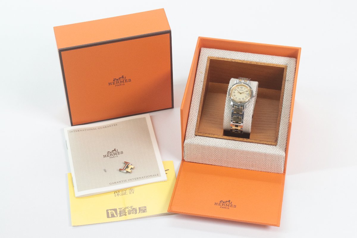 HERMES エルメス CL4.220 クリッパー クォーツ デイト レディース