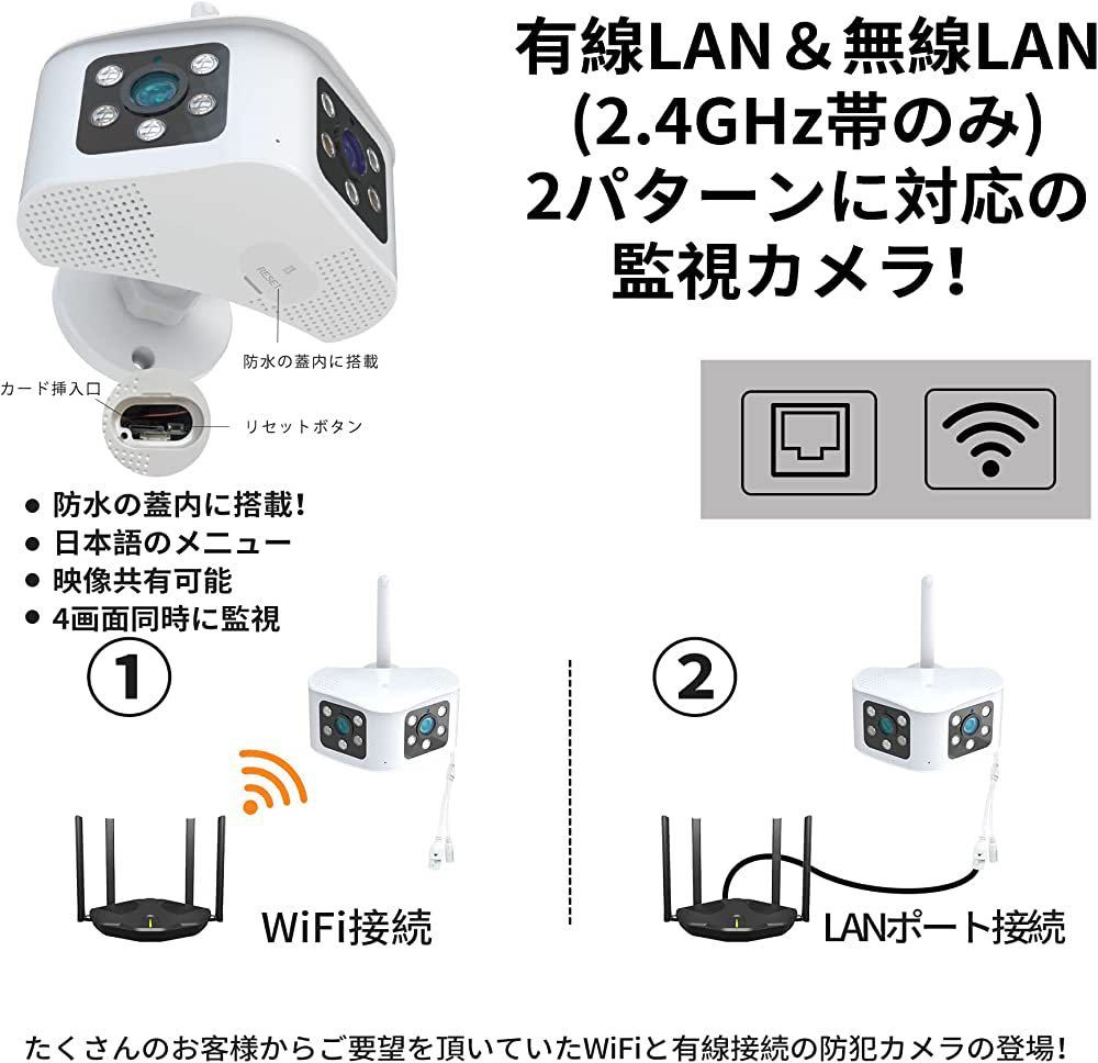 今季イチオシ RIUQIMO防犯カメラ屋外ワイヤレス4K/660万 wifi 2眼