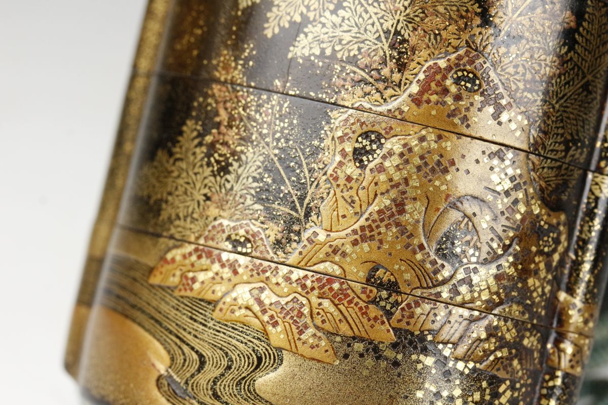 LIG 時代名品 高蒔絵 梨地山水図印籠 細密造 古美術品 旧家収蔵品 .TP