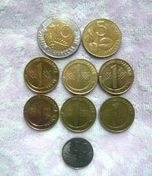 ★【Finland】 フィンランド 硬貨 10マルッカ1枚/5マルッカ1枚/1マルッカ6枚/50ペンニア1枚_1