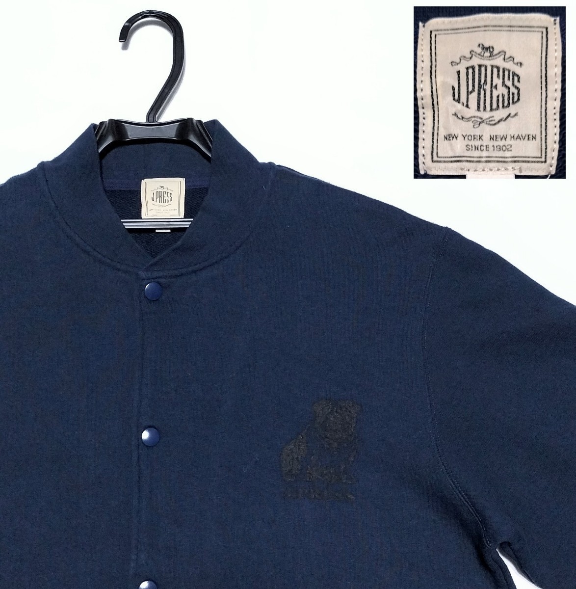 『22AW★定価24，200円』Lサイズ 美品 J.PRESS 肉厚スウェット生地スナップカーディガン/ネイビー◆ジェイプレス (165)