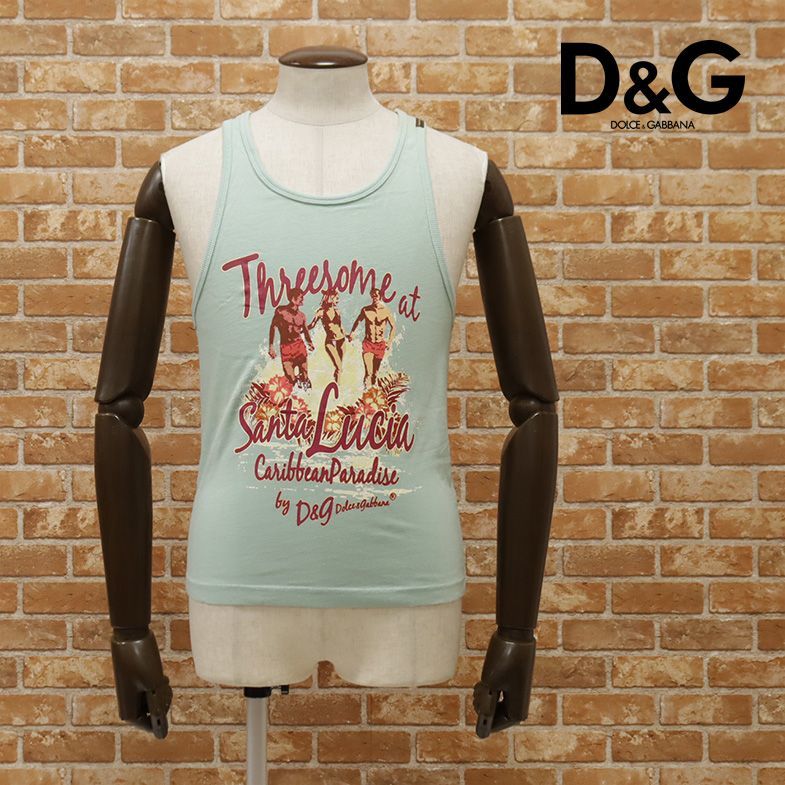 1円/春夏/D&G/Sサイズ/訳 タンクトップ JC1705 リゾート プリント ドルチェ＆ガッバーナ アウトレット/緑/グリーン/gc595/