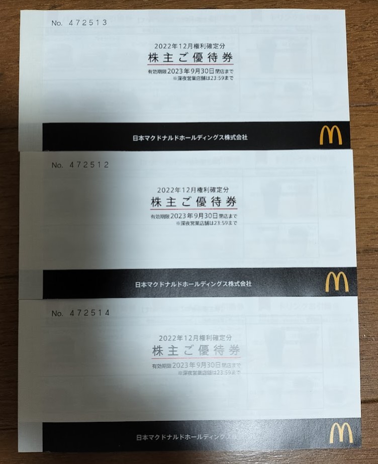 送料別】マクドナルド 株主優待券 6枚つづり 6枚綴り 2冊