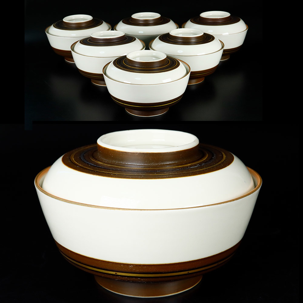 O07. 在銘 蓋 茶碗 6客 料亭買取品