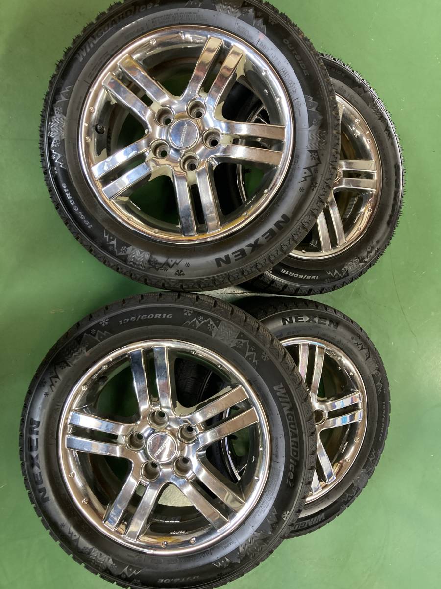 S)中古アルミ・スタッドレス 日産純正AUTECH 16×6J+45 114.3/5H ネクセン WINGUARDice2 WH42 195/60R16 4本