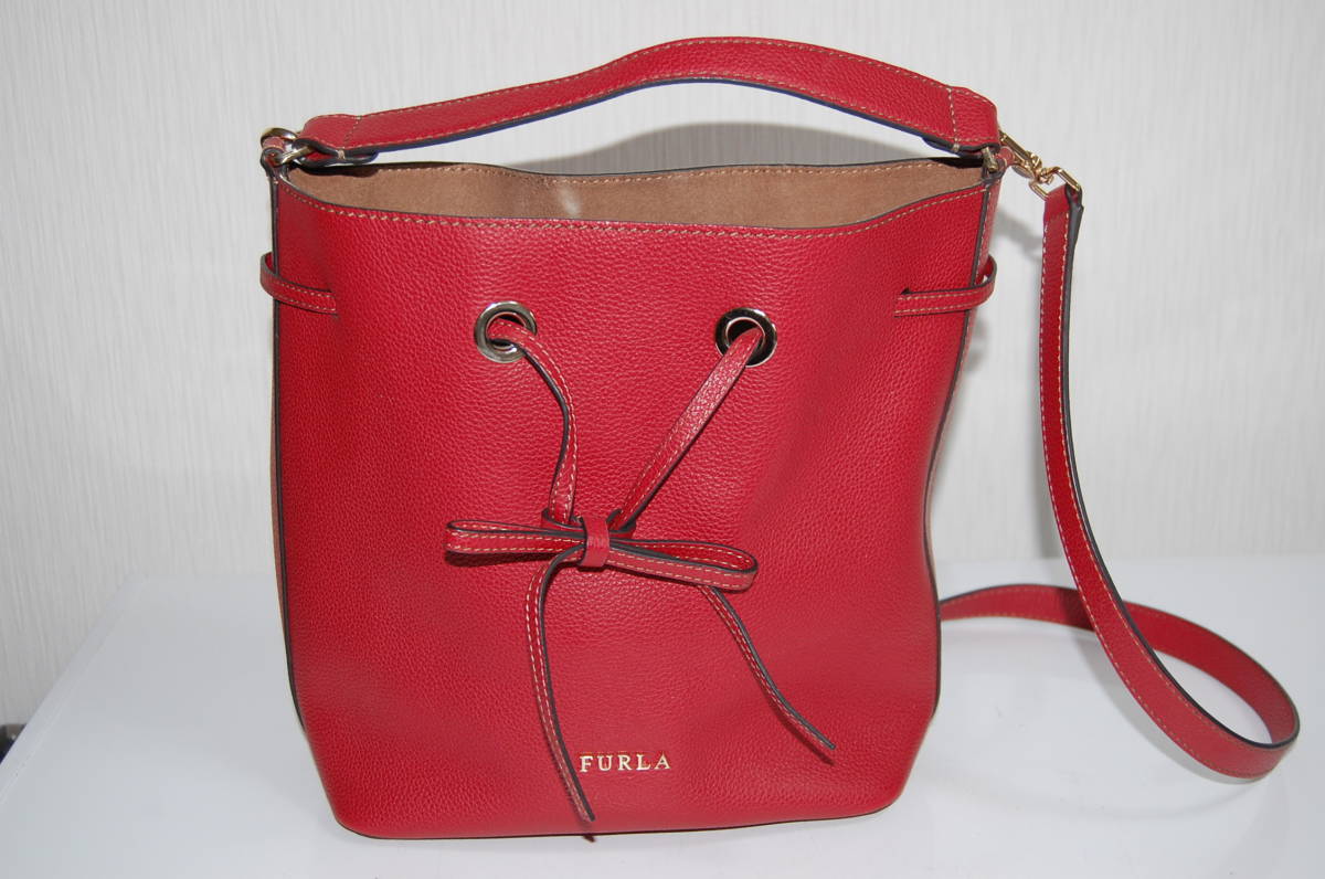FURLA フルラ トートバッグ レッド 25×30×12.5㎝ 中古品 【公式通販】