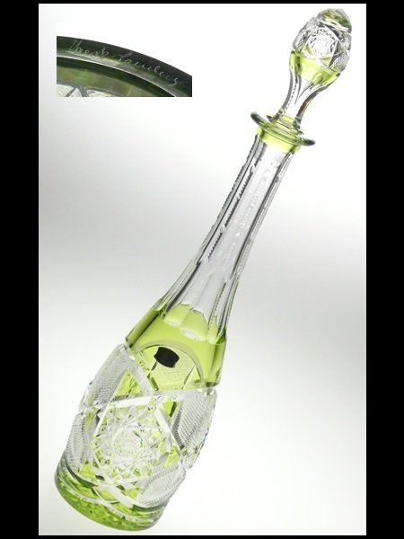 n783 Val Saint Lambert ヴァルサンランベール クリスタル 高級シリーズ 色被せ カット ① 大型 デキャンタ 41.8cm