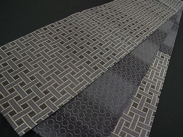 平和屋着物■スリーシーズン　春夏秋　両面　六通柄袋帯　網目文　逸品　vp6578