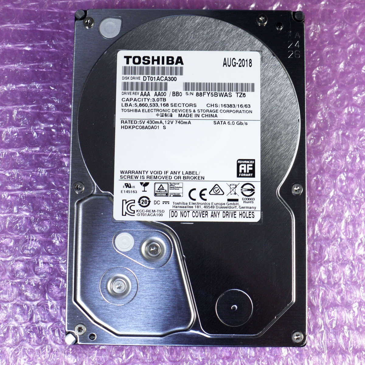 東芝 TOSHIBA DT01ACA300 3TB 3.5インチ SATA HDD