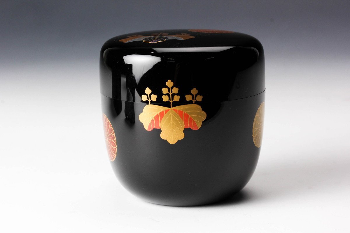 茶道具　蛇篭蒔絵　利休棗　隆佳作 佳香】中谷博峰 高台寺蒔絵利休棗 螺鈿 共箱 茶道具 本物保証(棗