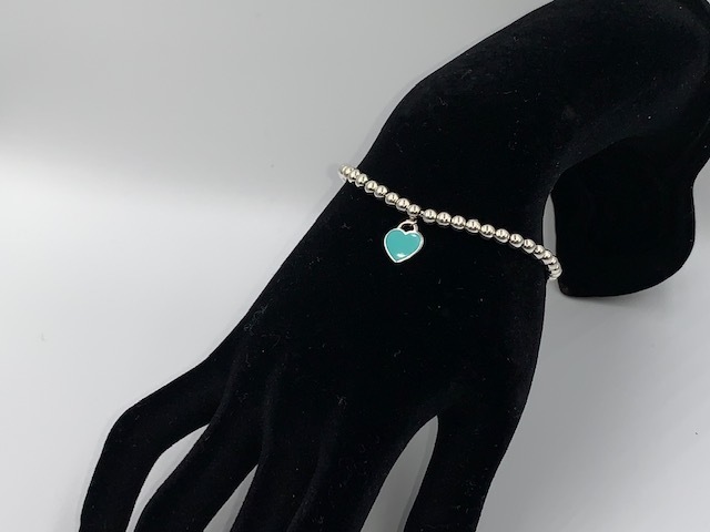 美品 ティファニー ブレスレット リターントゥ ハート ブルー ボールチェーン TIFFANY&Co. ティファニー ブレスレット リターントゥ ハート ブルー