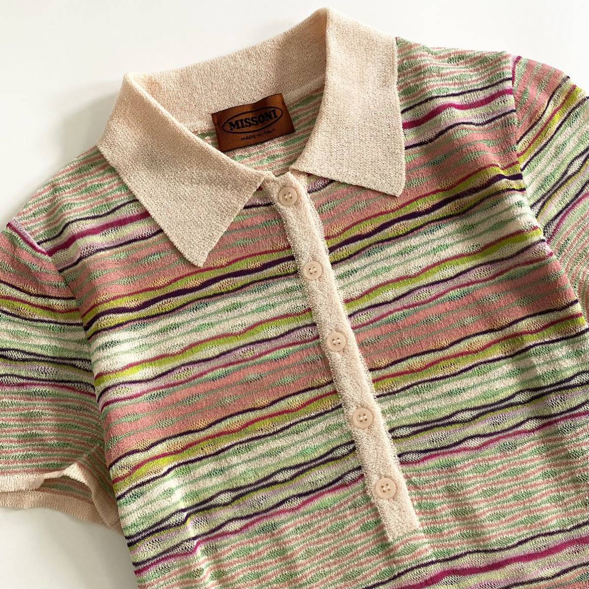 Zf2《美品》イタリア製 MISSONI ミッソーニ ニットポロシャツ 襟付き 