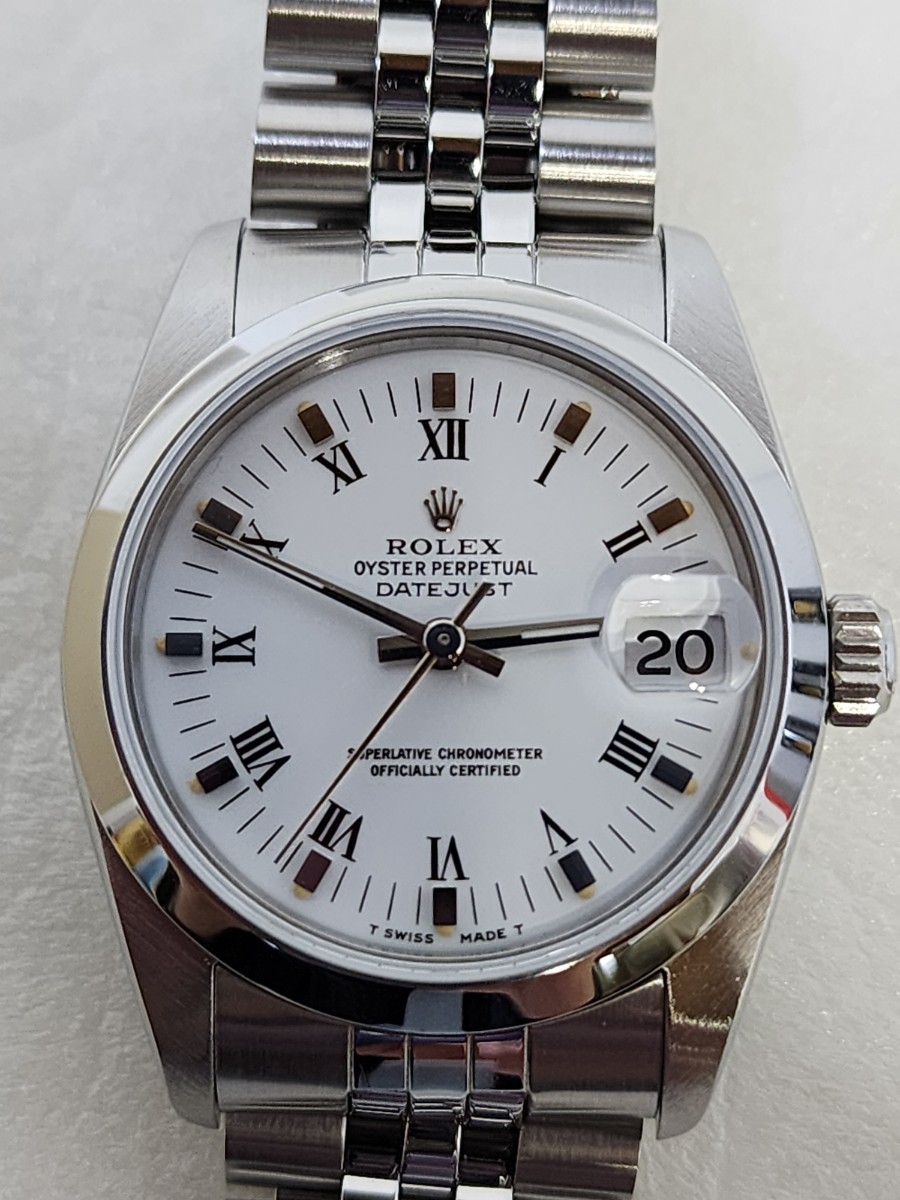 ROLEX ロレックス M68240 オイスター パーペチュアル デイトジャスト ローマ 1989 日本ロレックスOH済 自動巻 ホワイト 保証付き 