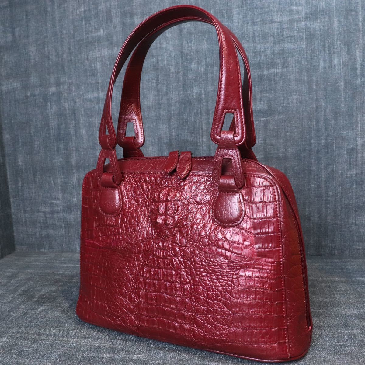 ☆1円スタート☆クロコダイル メタリックカラー ハンドバッグ genuine 