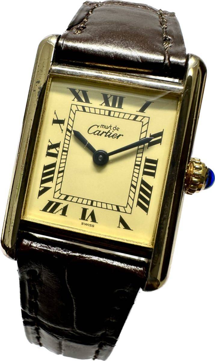 CARTIER】カルティエ マストタンク ヴェルメイユ SV925(GP)/レザー