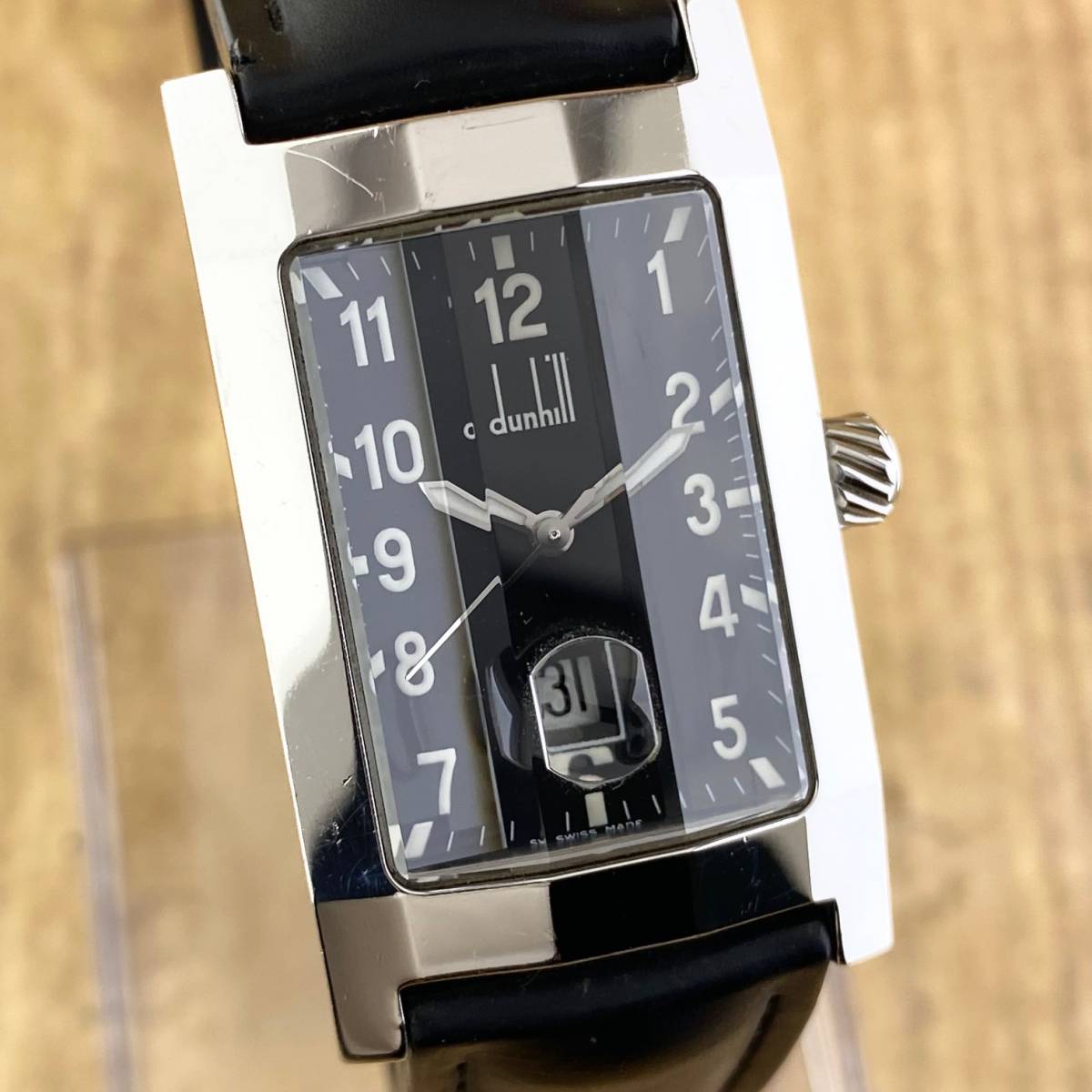 dunhill ダンヒリオン カットガラス 黒 クォーツ メンズ腕時計 