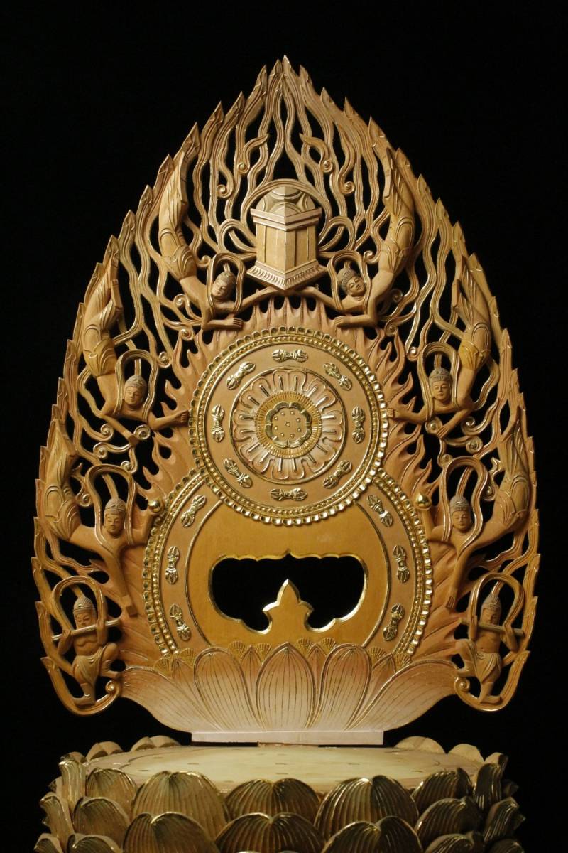 LIG】時代仏教美術 細密木彫金彩 大日如来坐像 特大94㎝ 精巧細工 寺院
