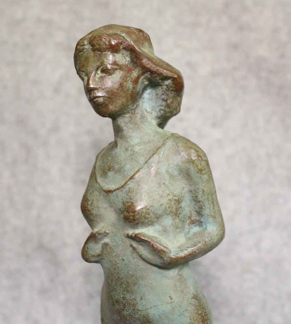 金属工芸○女性像 ブロンズ像 29cm○在銘 銅像 置物 銅製 bronze(西洋