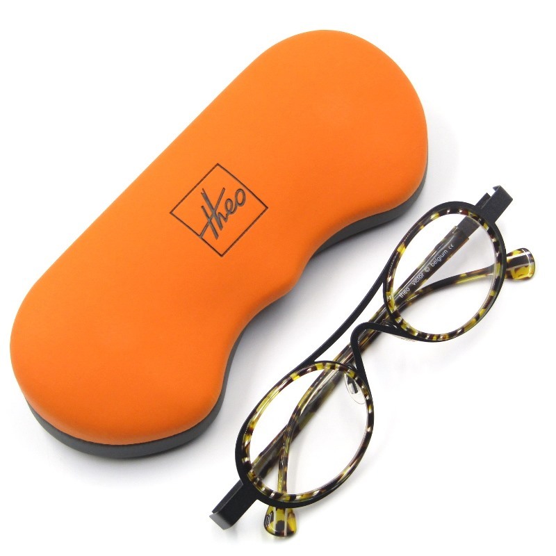 Theo/テオ モデル名不明 メガネフレーム 茶系 度入りレンズ付き 金属