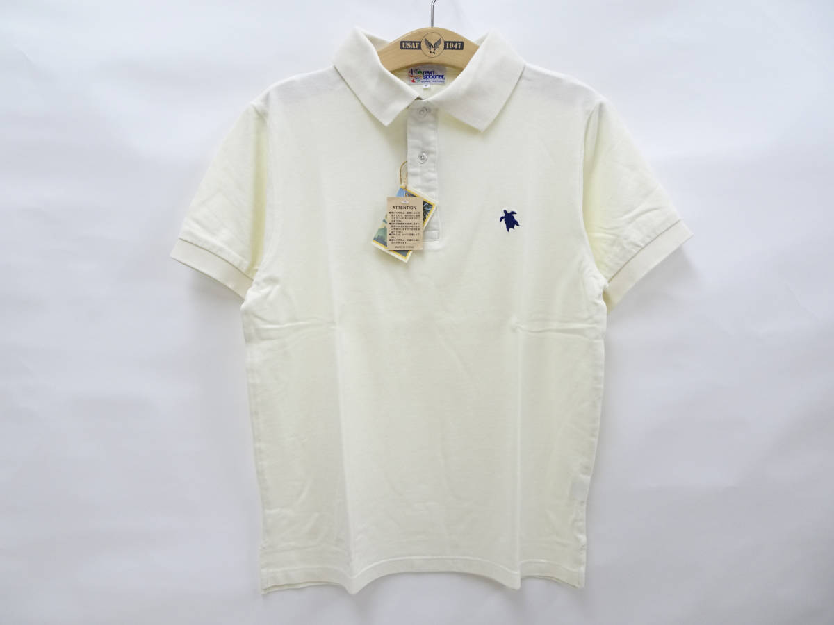 レインスプーナー 鹿の子 生地 ポロシャツ 亀 ワンポイント 刺繍 半袖 PO-108 クリーム (M) 多少汚れ 50%オフ (半額) 送料無料 即決 新品