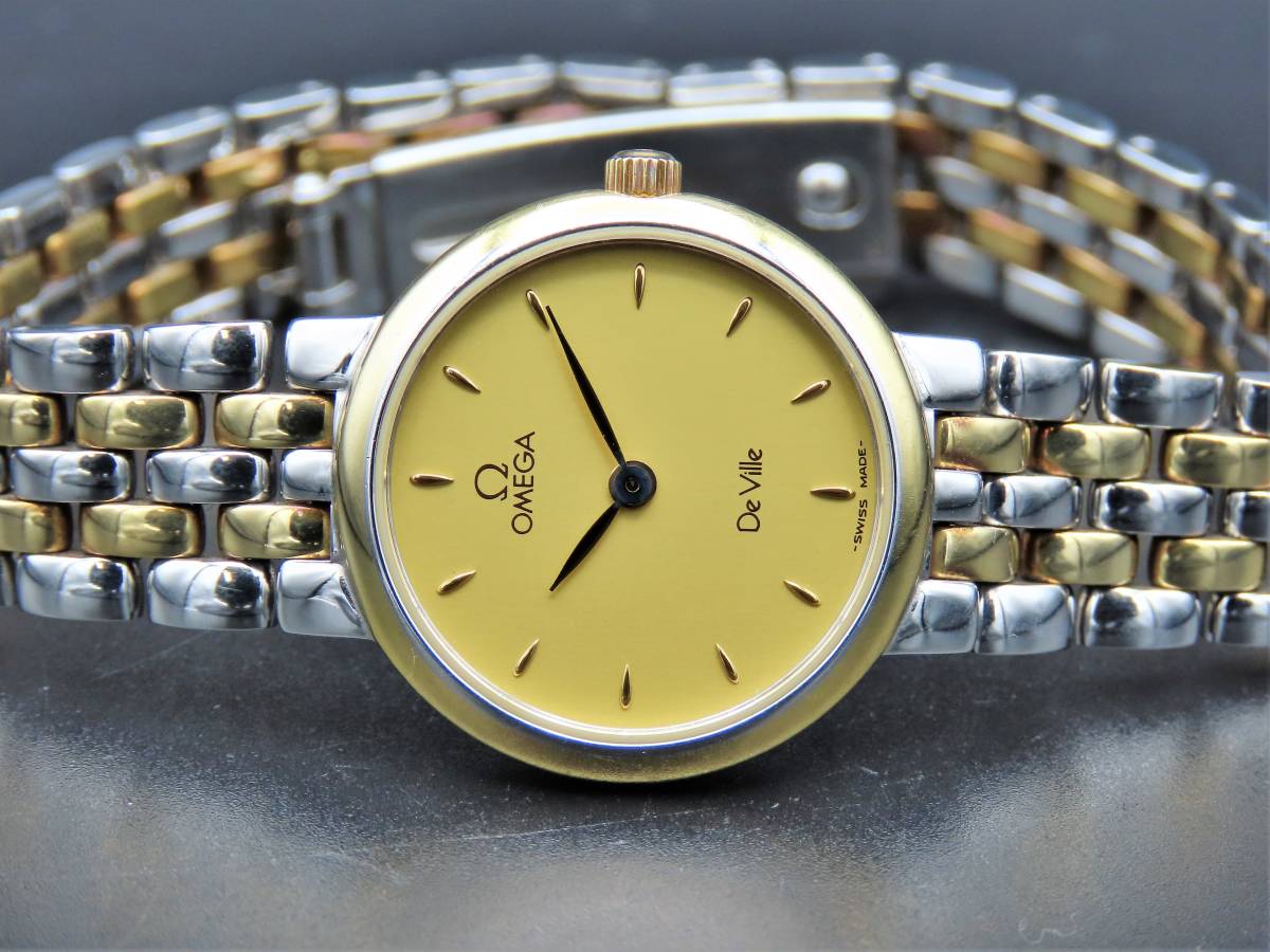 1円 稼動品 正規品 OMEGA オメガ デビル クォーツ シャンパンダイヤル  