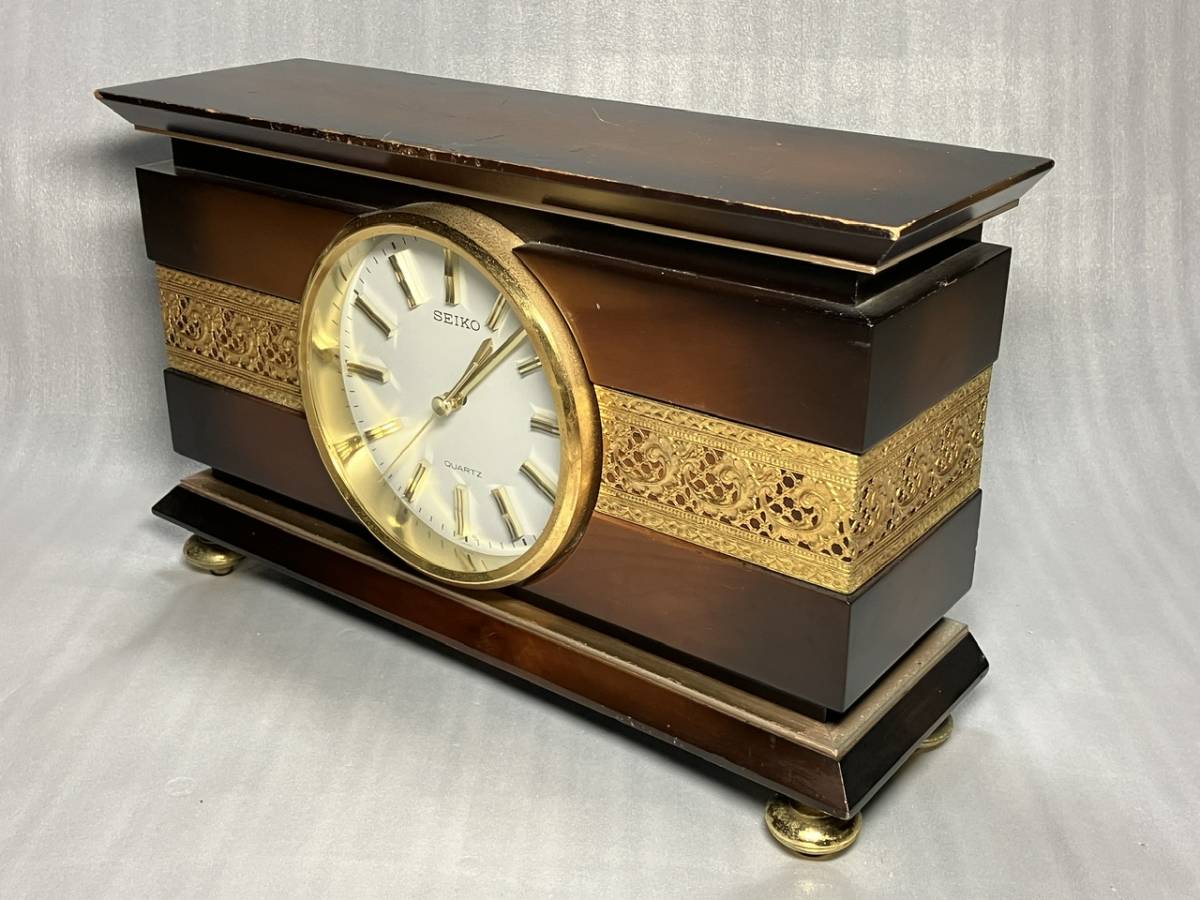 昭和レトロなセイコー アナログ置時計 ゴールド