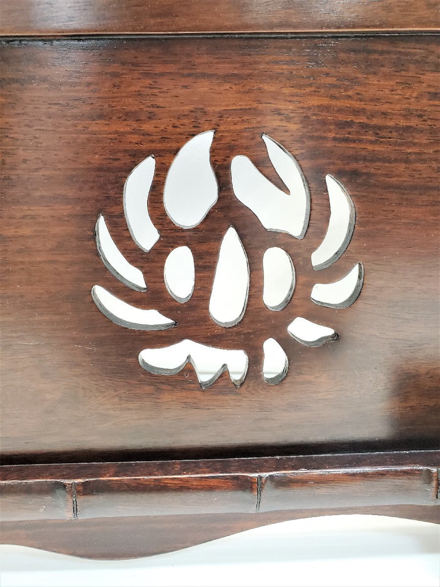 A15823 唐木 刀置き 刀掛け 透かし模様 ※傷、ヒビあり 木工芸 飾り台