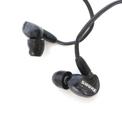 SHURE シュア 美品 SE215 高遮音性イヤホン 有線タイプ 替えパッド付 黒 ブラック ■SG その他