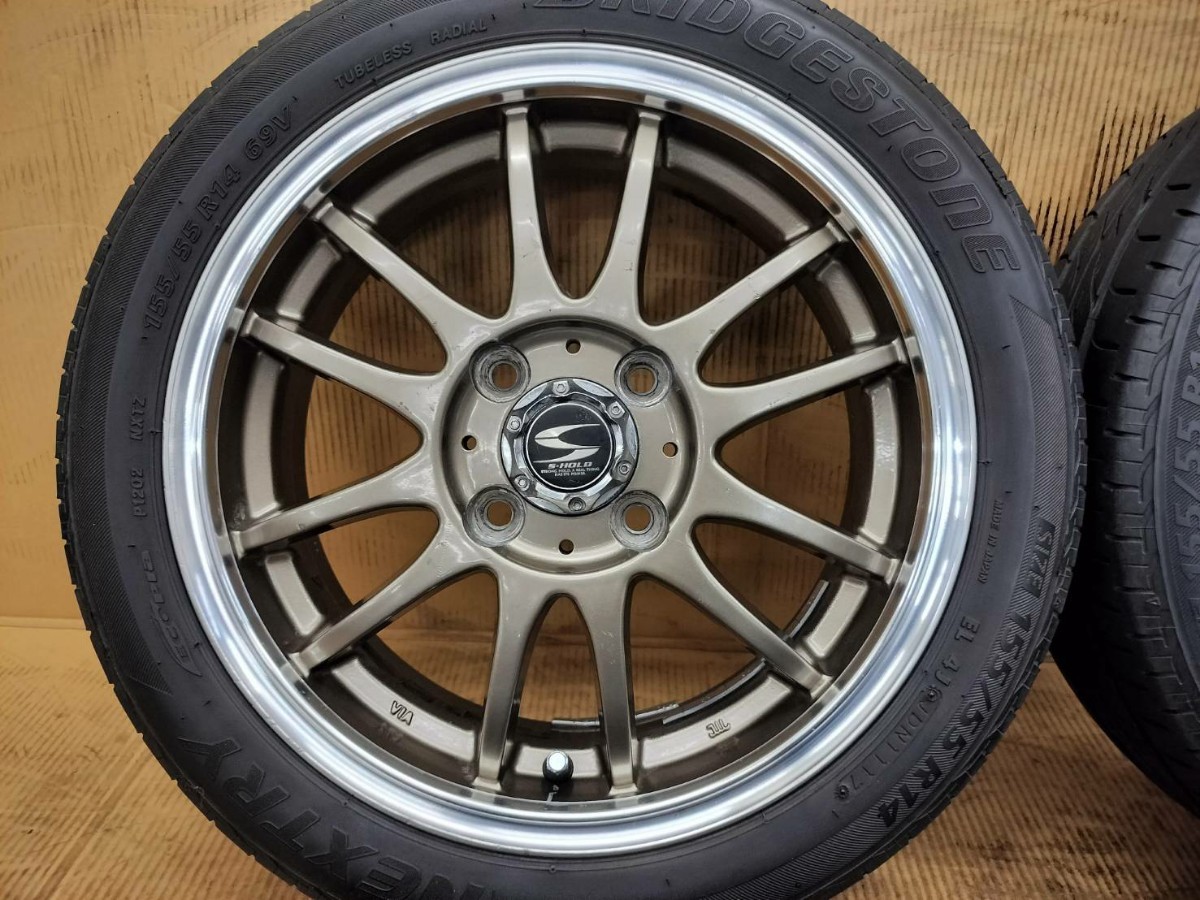 S-HOLD 14×5J +45 4H PCD100 NEXTRY 155/55R14 軽自動車全般 14インチ 