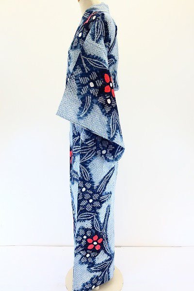 有松絞り　浴衣　トールサイズ　三浦絞り　ぼかし　水色　青紺　有松鳴海絞り 浴衣 有松絞り トールサイズ ぼかし 三浦絞り 紺青水色 有松鳴海絞り